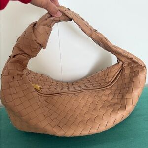 Bottega Veneta Tan Woven Shoulder Bag